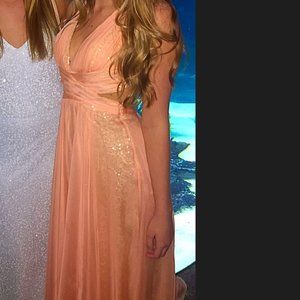 La Femme Peach Chiffon Overlay on Gold Sequins